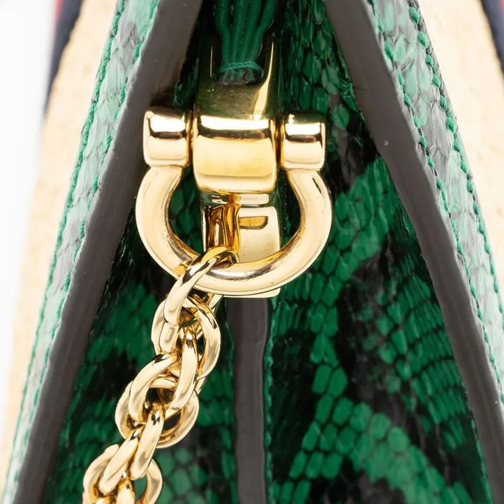 Gucci Raffia Python Ophidia Medium Chain Shoulder Bag - Picture 12 of 13